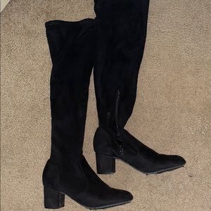Black knee high booties